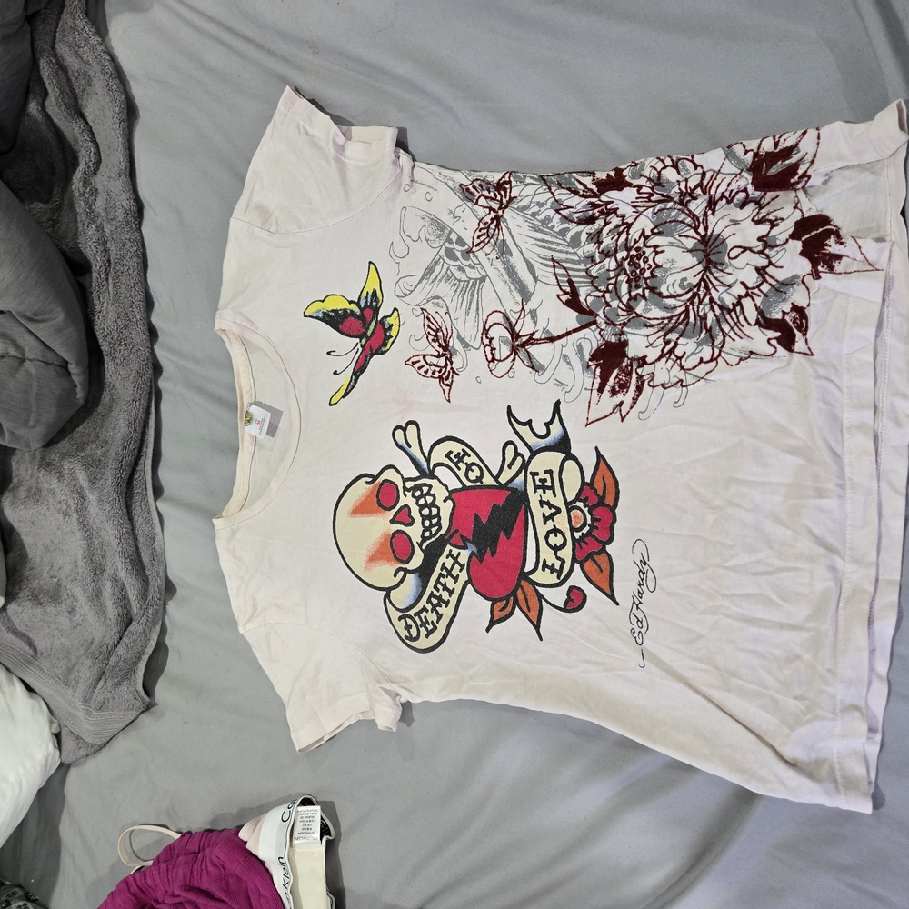 Cream Graphic T-Shirt with Green Logo